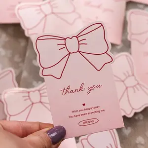 30pcs Pink Bowknot Thank You Stickers for Package Adhesive Decorative Seal Labels for Gift Box Baking Goods Business Package