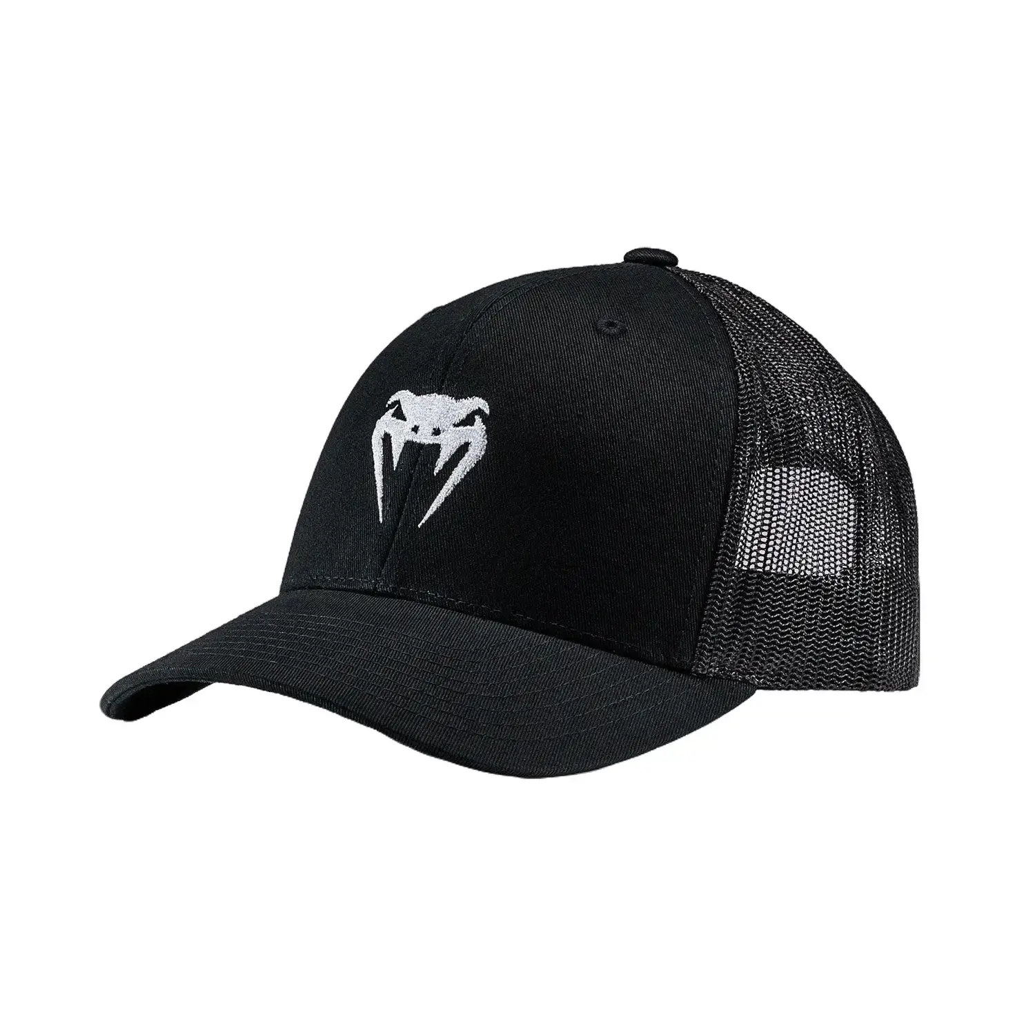 Venum Trucker Cap - Classic Black Mesh Hat, Embroidered Logo, Suitable for Gym Wear & All Seasons