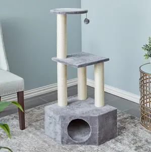 Two by Two Brea - Gray Scratching Post Cat Furniture - 42.9 in. Tall