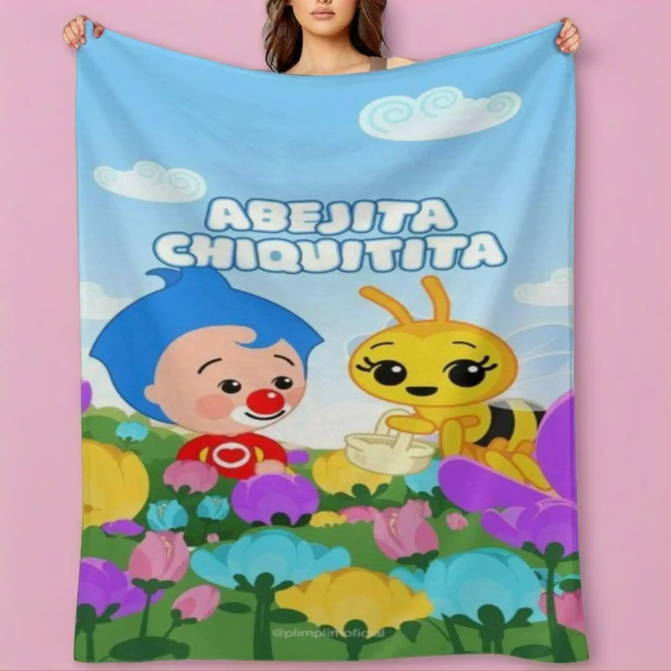 Cozy Plim Plim Abejita Chiquitita Cartoon Printed Flannel Throw Blanket, Warm for Home Travel Snuggles, Christmas Valentine Birthday Gift