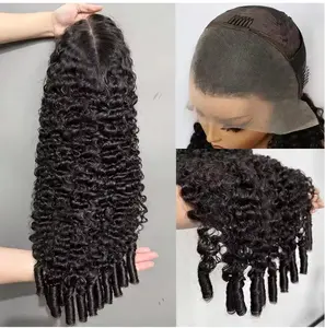 Burmese Curly Bye Bye Knots Wig Human Hair 13x6 Precut Lace Front Wig with Finger Coil Ends Pre Plucked Bleached Spiral Curls 30S Ready to Wear and Go Beginner Wig with Baby Hair 20Inch