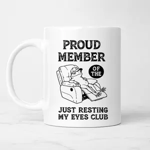 Proud Member of the Just Resting My Eyes Club Mug, Funny Frog Coffee Cup, Lazy Dad Gift Mug