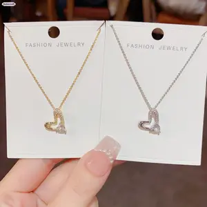 Dainty Zircon Heart Pendant Necklace for Women, Sparkling Crystal Love Necklace, Elegant Minimalist Jewelry for Daily Wear, Date Night, Mother’s Day, Anniversary and Gift