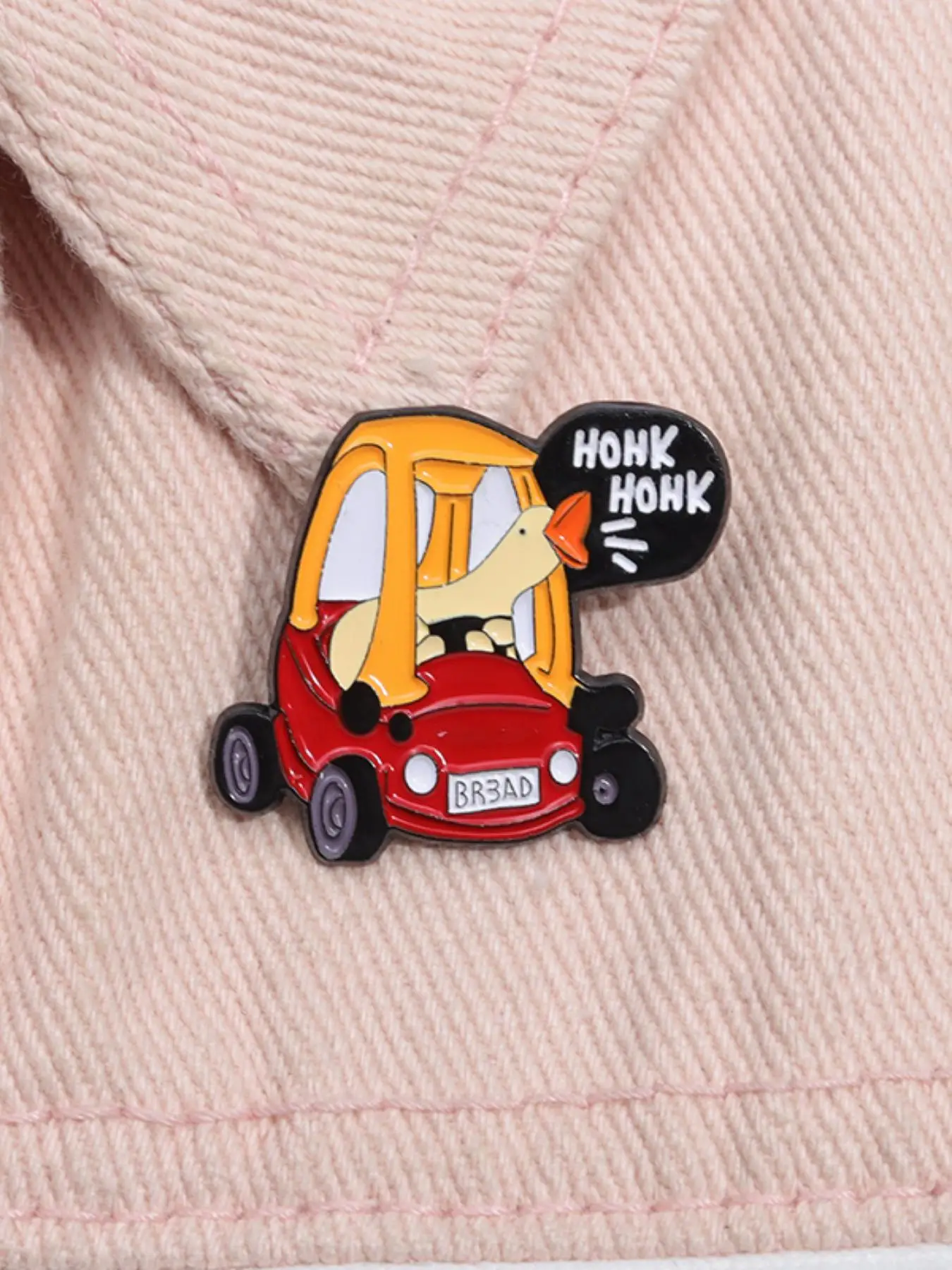 Cute Cartoon Car & Goose Design Brooch, Creative Metal Brooch with Letters Print, Fashion Accessory, Fashion Summer Charm Accessories for Men & Women
