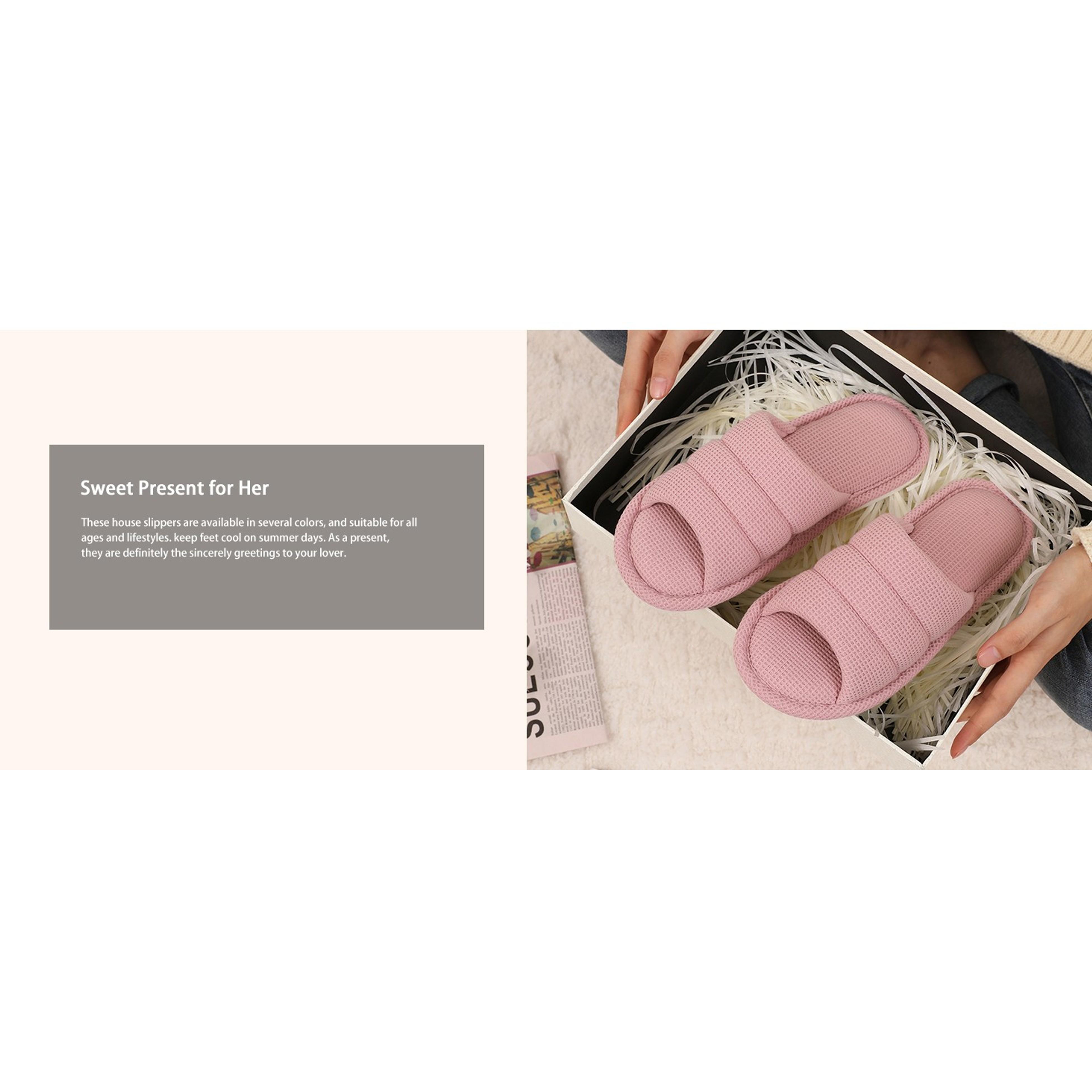 Summer House Slippers for Women Men Breathable Waffle Indoor Slippers Slip-on Open Toe Home Shoes