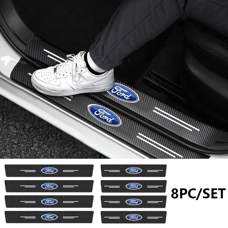 Car Door Sill Protector Strips for Ford, Anti-Scratch & Wear-Resistant, Fits F-150 Mustang Focus Edge, Automotive Exterior Decoration Accessories
