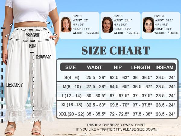 【SS26 Collection】TARSE Women Linen Blend Lace Trim Long Bloomers Pants Ruffle Vintage Pantaloons Summer Beach Travel Vacation Cute Boho Pants with Pockets