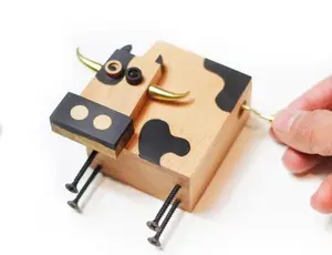 Cow Shaped Wooden Music Box Gift For Baby Shower Kawaii Hand Crank Music Box Birthday Gift Handcrafted Cow Music Box For Farm Animal Lovers
