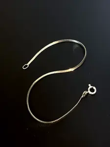 Sterling Silver Dainty Herringbone Snake Chain Bracelet 7 inches