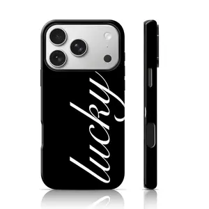 "Lucky" Script Cursive Phone Case |     Double-Layer TPU Shockproof |     Minimalist Daily & Lucky Gifting |     Bold Hot Pink Aesthetic (Compatible with iPhone 11-17 Air/Pro Max & Samsung Galaxy S23-S26/FE/Ultra) Artistic Tough