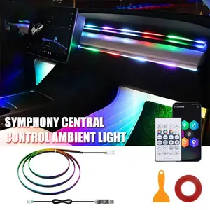 Car Ambient Lights LED Interior Car Interior Lighting RGB Symphony Atmosphere Light Remote APP Control USB Acrylic Strips Decoration Dashboard Sunroof