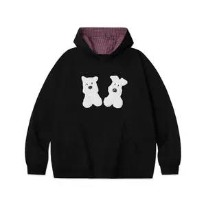 PSO Cute Highland Check Hooded Sweatshirt with Terry Bottoms, American Casual Couple Style, PWY110