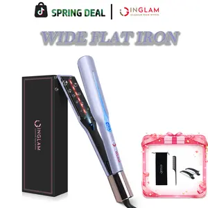 INGLAM Wide Titanium Flat Iron Hair Straightener, 1.75 inch Fast Heating Hair  Straightener Styling Iron,One-Swipe Results, Salon-Grade Straightening Iron Saves Time on Thick, Curly, Black & Natural Hair Tools