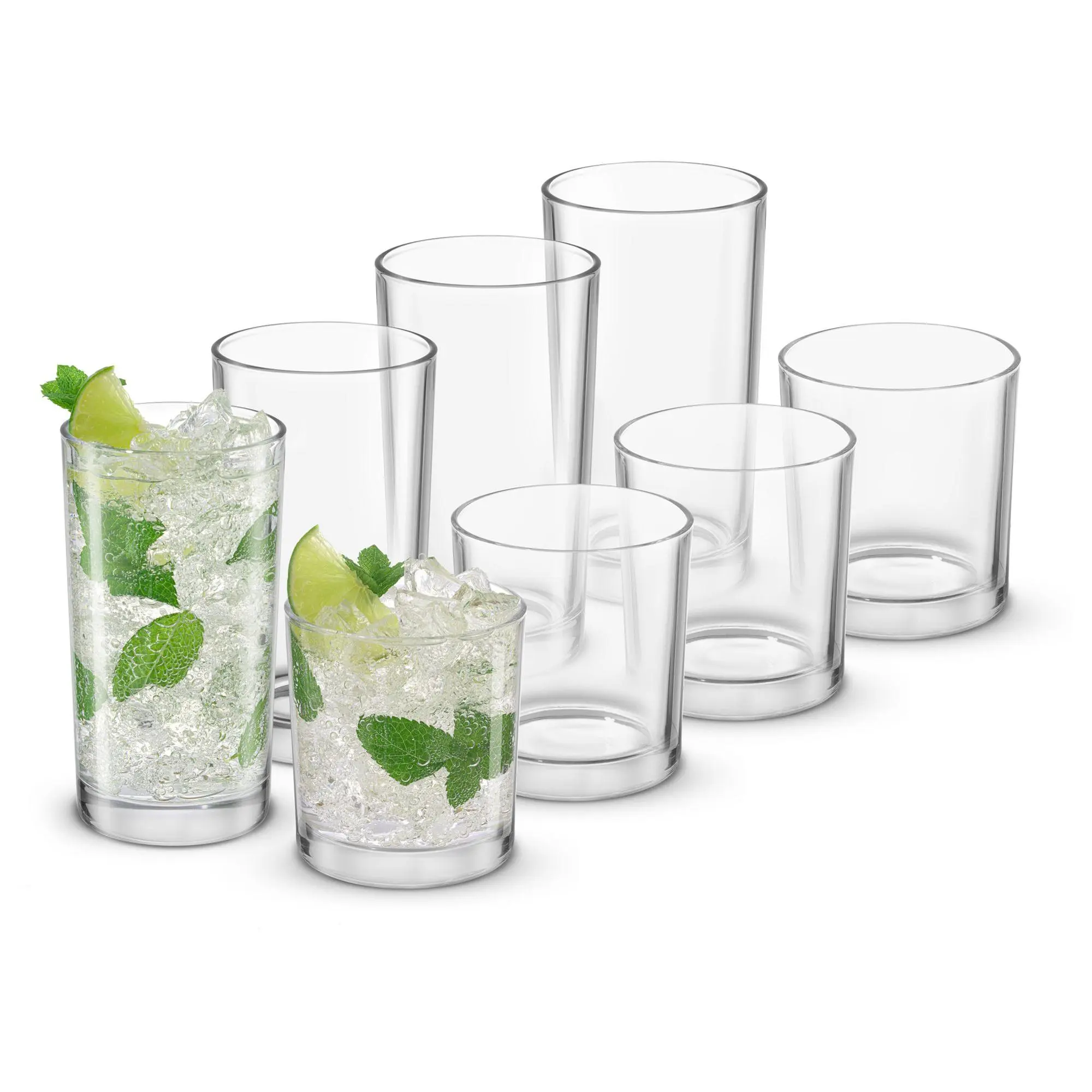Alain 8 Piece Highball & Double Old Fashion Glass Set Alain 8 Piece Highball & Double Old Fashion Glass Set