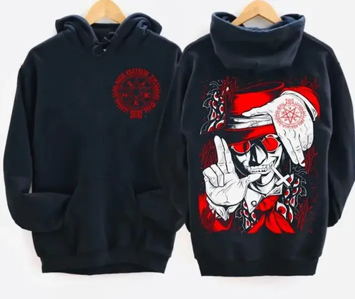 Ultimate Vampire Hoodie Anime Lovers Hellsing Alucard Face Hell Sing Gift Shirt