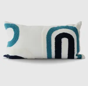 Arches graphic lumber pillow: Teal/black/white