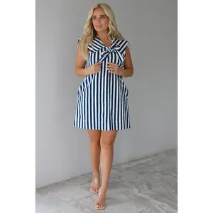 Everything You Do Dress: Navy/White