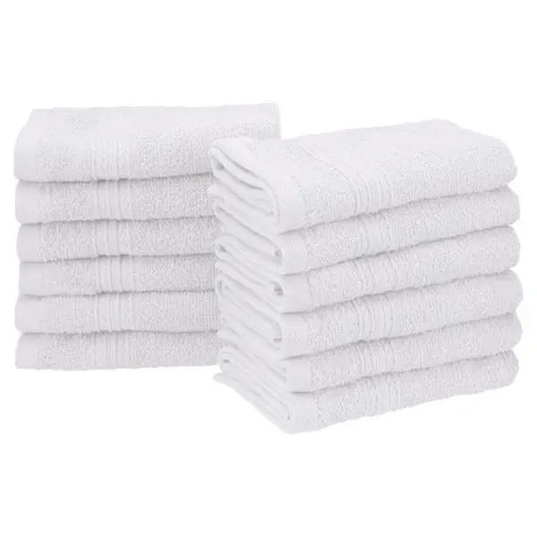Superior EF-FACE WH Eco-Friendly 100% Ringspun Cotton Soft Absorbent Double-Layer Pre-Packaged Bath Face Towel Set - White, 12 Pieces, Soft Towel Sets, Absorbent Towel Sets