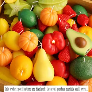 Pair of Realistic Fruit Scented Candles, Food Grade Wax + Cotton Wick, Smokeless, No Drip, Ideal for Birthday Cake Decor, Table Settings, Festive Parties