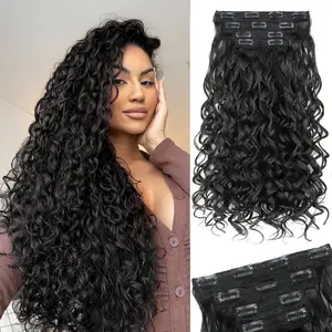 Vigorous Curly Clip In Hair Extensions,4PCS 20 inch Thick Curly Hair Extensions Lace Weft Curly Clip Ins Invisible Natural Synthetic Hairpieces for Women SpringStatements