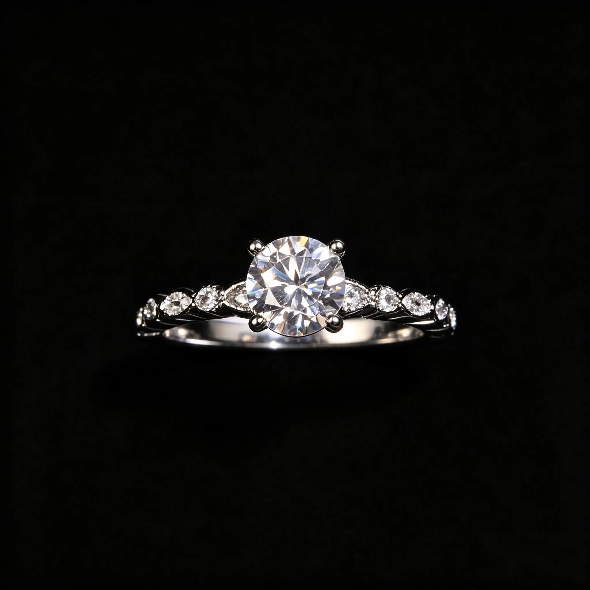 ##61 1CT MOI Size9 6-Prong Marquise Accent Moissanite Ring