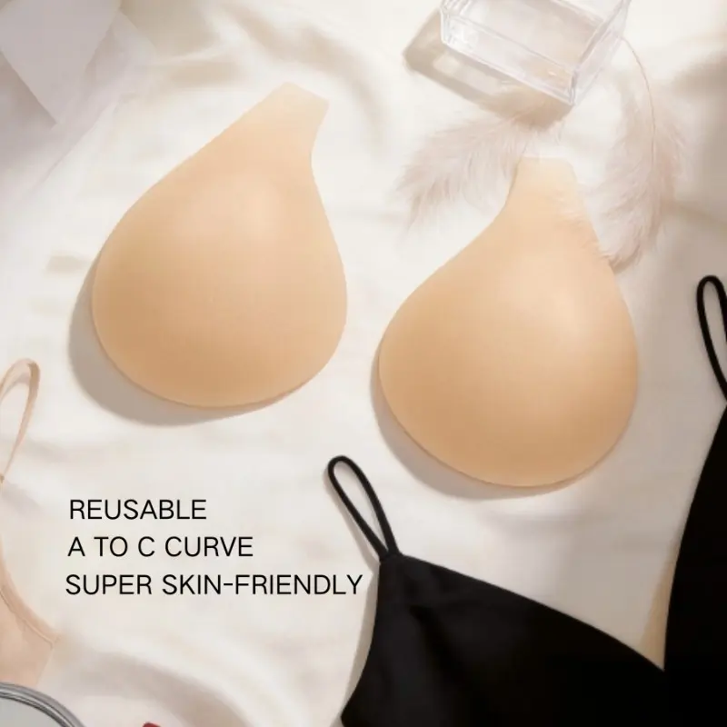Women Spoon Shape Thick Silicone Adhesive Bra, Invisible Seamless Gathering, Anti Sagging, Anti Expansion, Lift Up Breast Pasties, Underwear