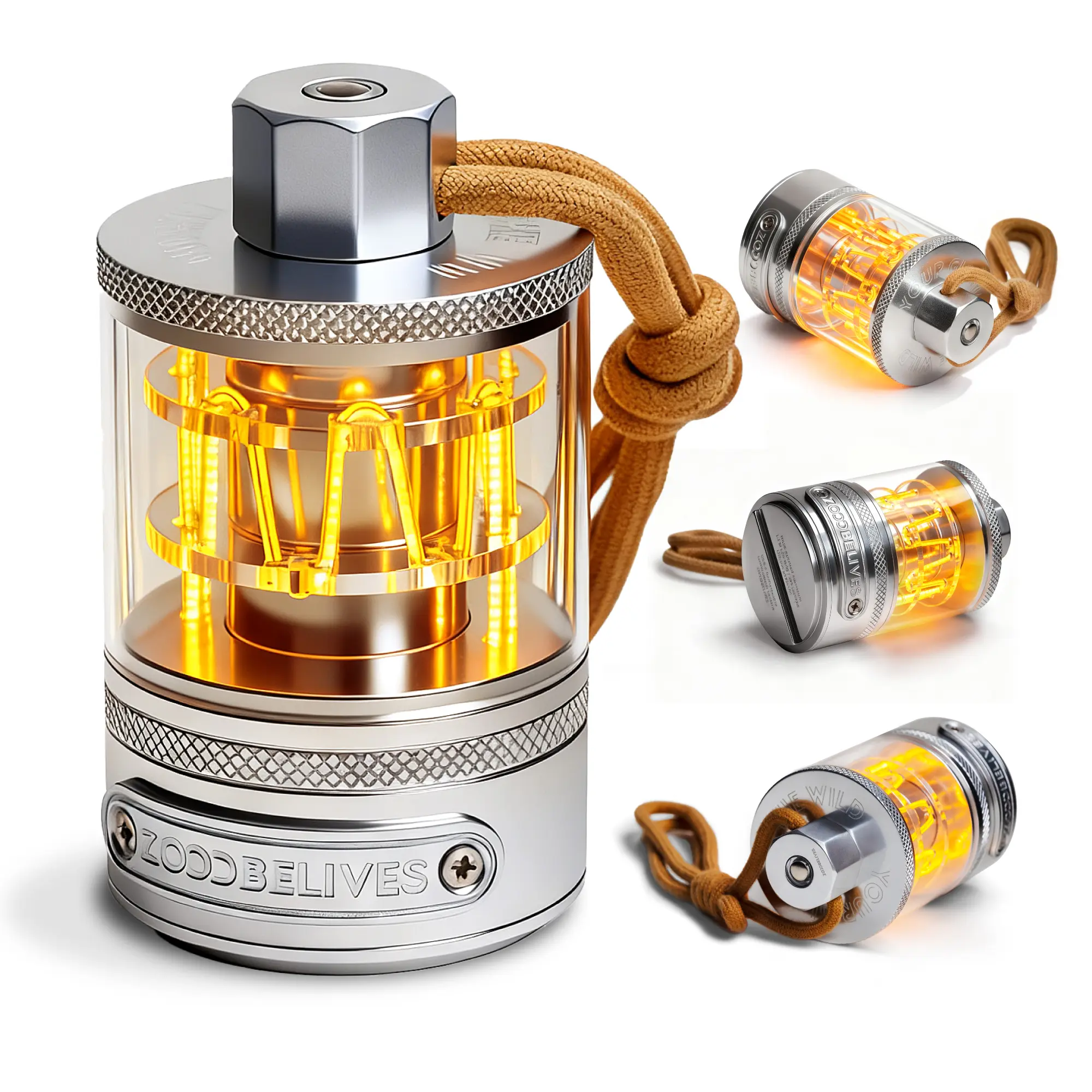 ZOOOBELIVES Vintage Aluminum Alloy Camping Lantern, 2600mAh USB-C Rechargeable with 72H Runtime, IPX4 Waterproof & Dimmable Warm Glow for Backpacking