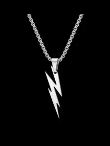 Stainless Steel Lightning Bolt Pendant Necklace, Unisex Hip Hop Street Jewelry Gift, Cute Fashion Accessory for Daily Wear
