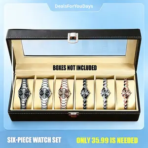 【Ladies Fashion Watch Set】 Six Piece Set Three Piece Set Fashion Wristwatches For Parties Everyday Wear Top Gift Choice Versatile Delicate Watch Set Also A Great Choice For Christmas Presents