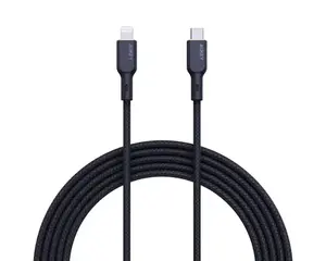 AUKEY CB-NCL1 9V/3A 480Mbps 1M C TO Lightning Common Braided Cable USB2.0, Black Charging Device smartnfccase
