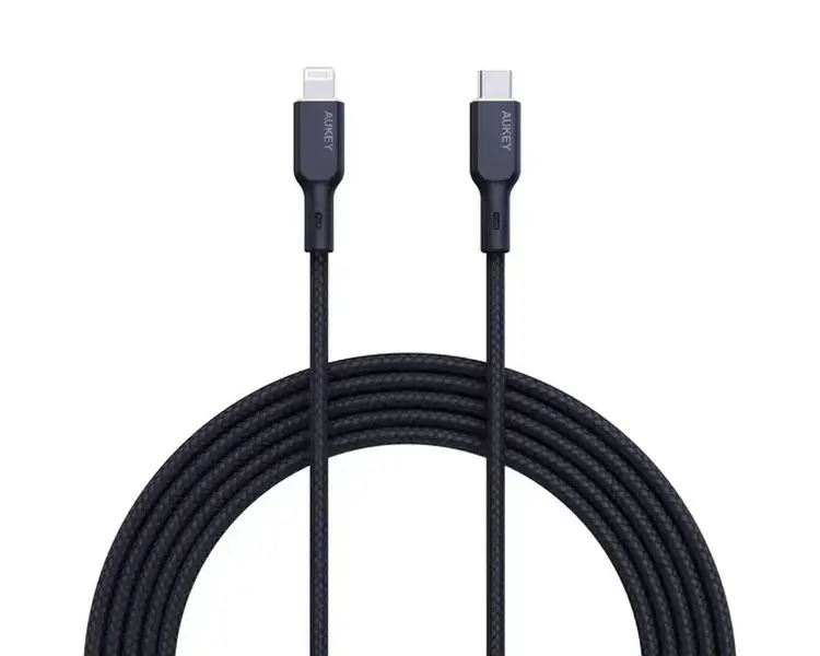 AUKEY CB-NCL1 9V/3A 480Mbps 1M C TO Lightning Common Braided Cable USB2.0, Black Charging Device smartnfccase