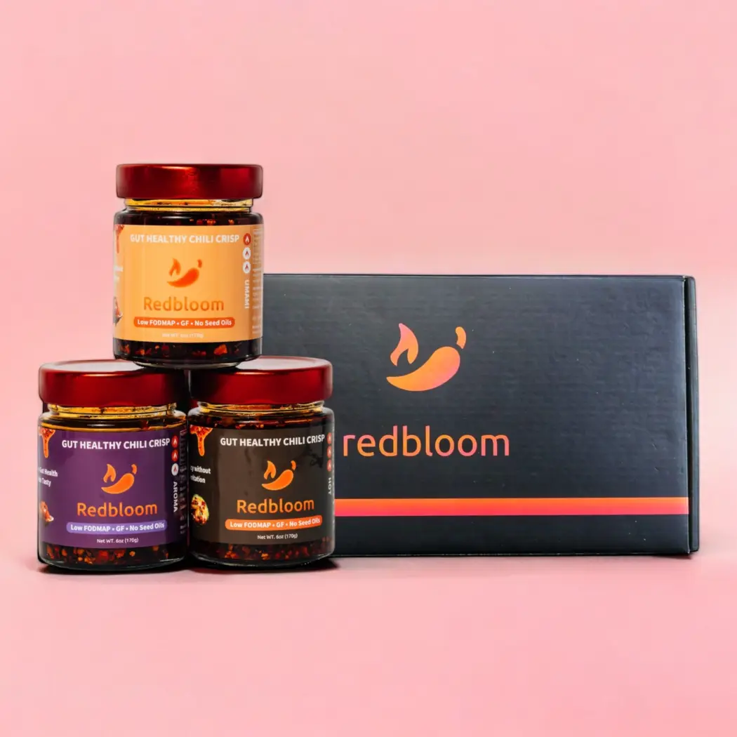 Redbloom Gut-Healthy Chili Crisp - Premium Chili Oil, No Seed Oils, Low-Fodmap, Vegan, Crunchy Hot Sauce, Good on Everything