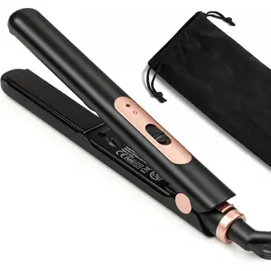 Small Flat Iron 0.7 Inch Mini Hair Straightener and Curler 2 in 1, 30S Heat-up, Dual Voltage Travel Curling Iron, for Short Hair, Bangs, Pixie Cut, Beard