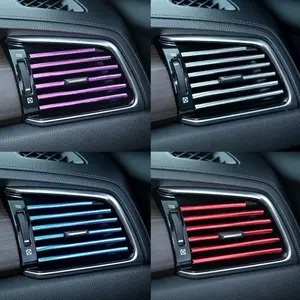20-Piece Car Interior Decoration Strips, Air Vent U-Shaped Trim, Door Edge Protection, Multi-Color, Adjustable Length, Ideal Holiday Gift