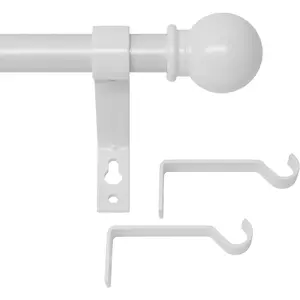 White Curtain Rods for Windows 28 to 48 Inch, Heavy Duty Curtain Rod Set with Brackets, Decorative Adjustable Curtain Rods for Bedroom, Living Room, 5/8" Metal Drapery Rod