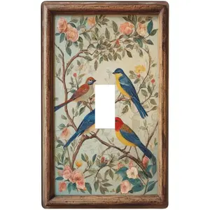 Decorative Art Light Switch Covers Vintage Bird - Flower Painting Single Toggle Wall Plate Decorative Switchcover Electrical Switchplate for Home Decor