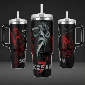 Ghostface Scream 7 Tumbler 40oz 20oz Movie Custom Cup 40 oz Tumbler With Handle, Tumbler 20oz No Handle, Gifts For Fans