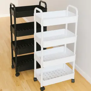 Three-Tier Rolling Storage Cart, Underwear Rack, Thickened Pipe, Multi-Layer Organizer, Suitable for Kitchen, Bedroom, Outdoor Camping, Cart with Wheels