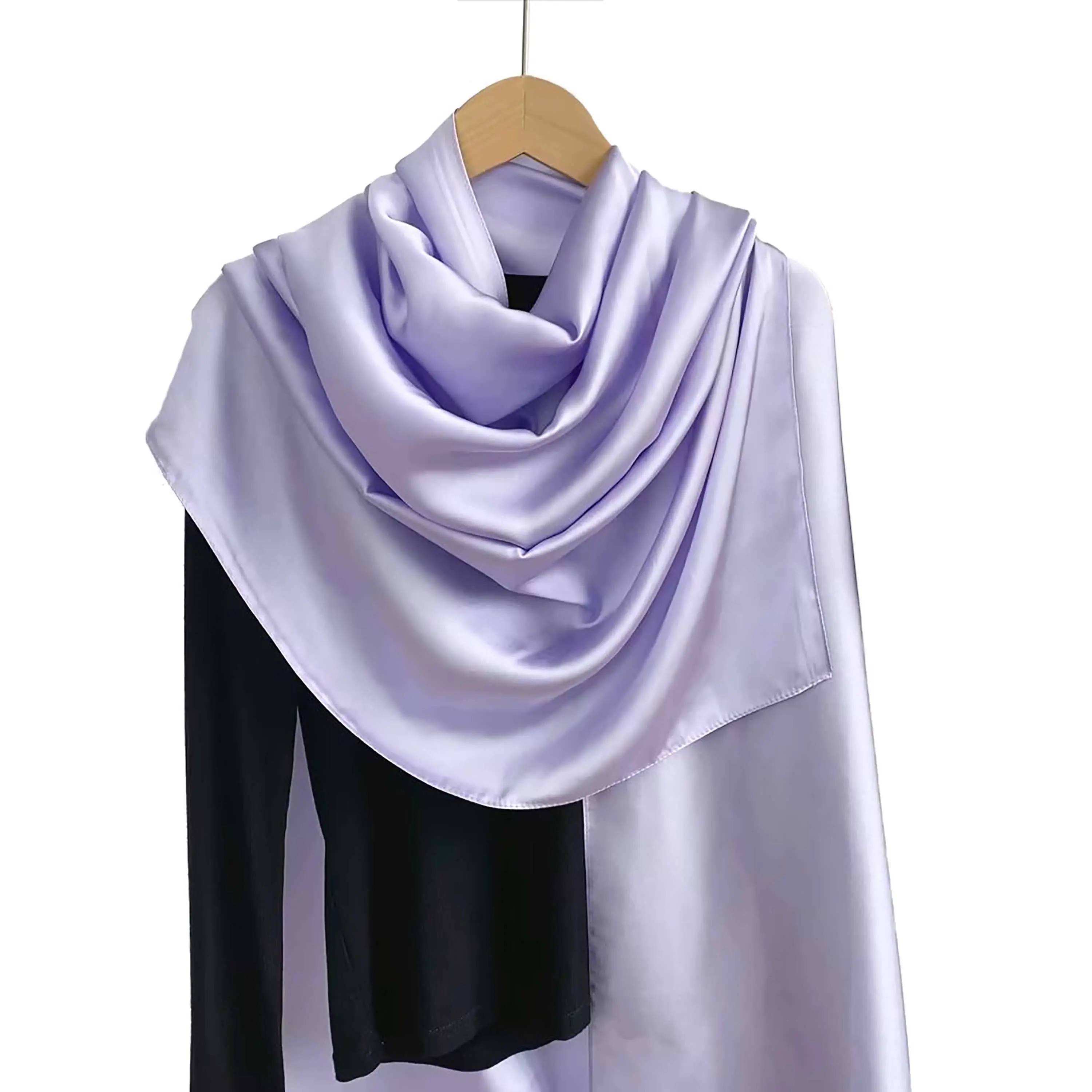 NWT Long Soft Satin Silk Scarf 32"x72" Rectangle Shawl Wrap 6495 Color Gray