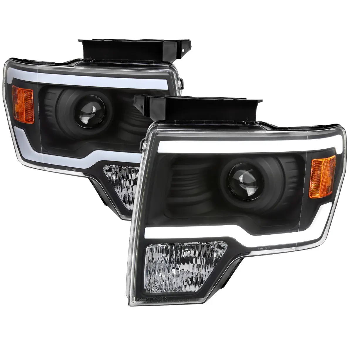 2009-2014 Ford F-150 LED Strip Projector Headlights (Matte Black Housing/Clear Lens) 2009-2014 Ford F-150 LED Strip Projector Headlights (Matte Black Housing/Clear Lens)