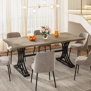 Tribesigns 63" Large Home Office Desks, Modern Executive Desk Business Furniture, Computer Desk Workstation with Stylish Metal Legs, Easy Assembly (Gray and Black)