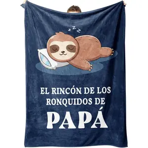 Funny Gifts for Dad, Birthday Gifts for Dad, Papa is Charging Sloth Blanket, Spanish Mexican Dad Gifts for Christmas and Father's Day, Soft Throws Blanket for Dad 60"x50"