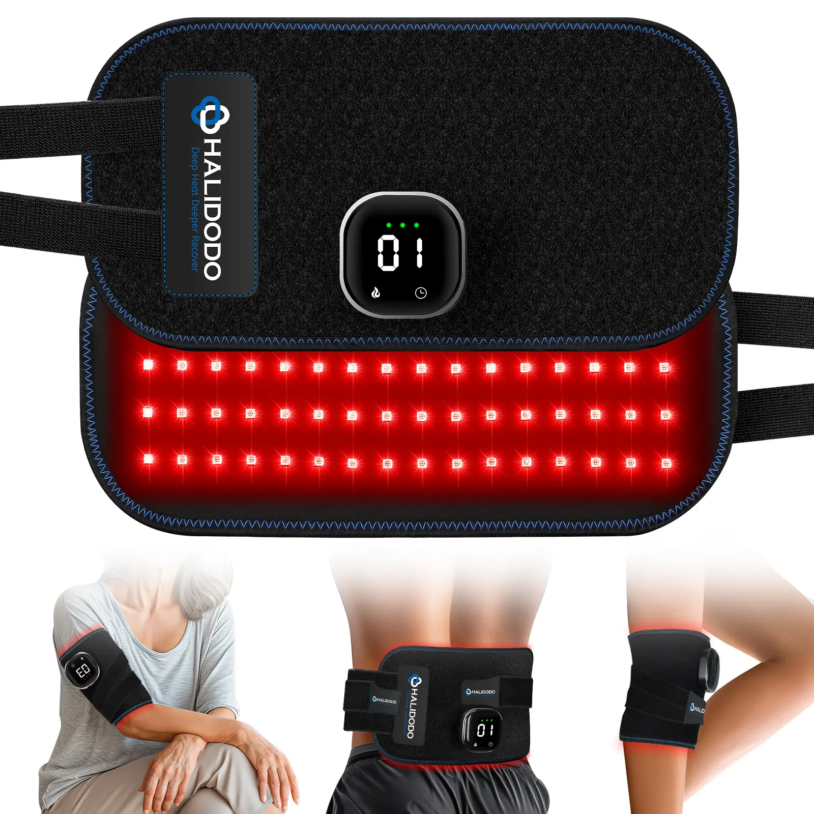 New Portable Red Light Therapy Wrap - Rechargeable Infrared Belt with 660nm & 850nm Dual Wavelength Light, 15"x7.1" Pad, 5 Modes for Back, Foot, Ankle, Leg, Hip Muscle & Stress Relief