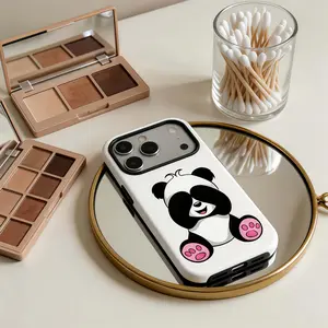 DarlingCase Cute Panda Phone Case for iPhone 17 Phone 16 Case iPhone 15 14 13 Pro Max Funny Cartoon Animal Aesthetic Kawaii Glossy Shockproof TPU PC Protective Cover for Women Girls