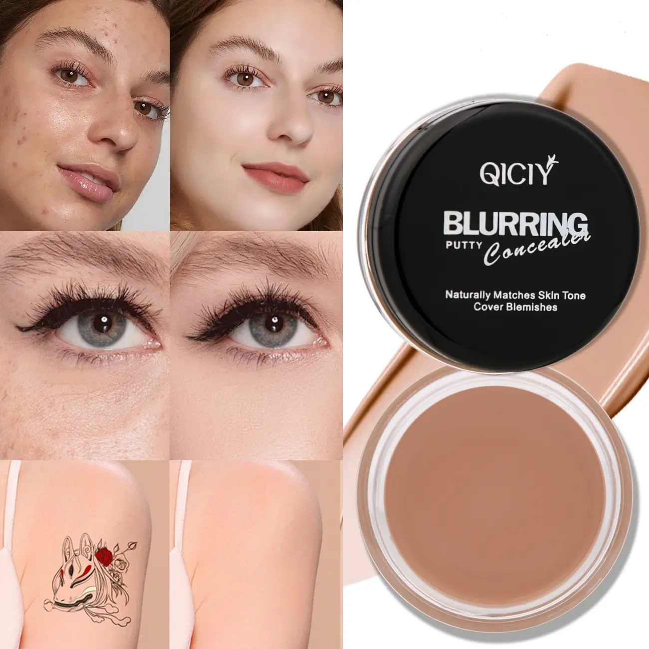Full coverage concealer, durable waterproof, covering dark circles, acne spots, freckles, natural makeup effect, Instant complexion boost, Concealer acne marks