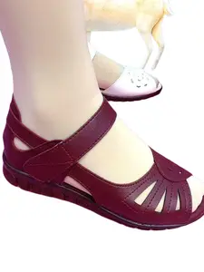 Women's Chunky Wedge Heel Sandals, Flat Soft Sole Casual Slippers, Non-Slip Shoes, Ideal for Middle-Aged Women and Elderly