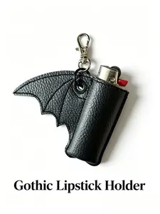 Compact Bat Wing PU Leather Dual-Purpose Keychain - Waterproof Lighter Holder, Lipstick Storage Pouch, Charm Accessory for Men, Daily EDC Carry Item