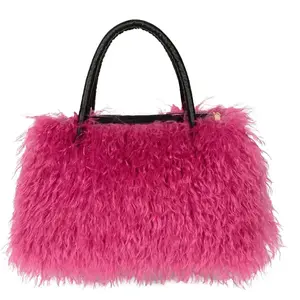 DAWN FAUX CURLY FUR SHOULDER BAG FUCHSIA