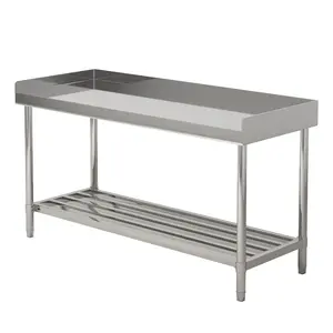 New Upgraded Utility Tables Heavy-Duty Stainless Steel Work Table 48 x 24 Inches with Backsplash and Undershelf, Commercial Kitchen Island for Restaurant and Food Preparation