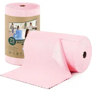 Microfiber Cleaning Cloths Roll, 75 Pack 12"x12" Household Kitchen Synthetic Durable Lint-Free Scratch-Free Ultra-Absorbent Washable Rags